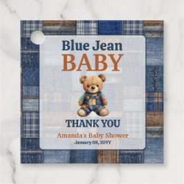 Patchwork Western Denim Bear Blue Jean Baby Shower Geschenkanhänger
