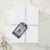 Patchwork Western Denim Bear Blue Jean Baby Shower Geschenkanhänger (Mit Garn)