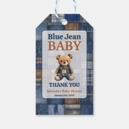 Patchwork Western Denim Bear Blue Jean Baby Shower Geschenkanhänger