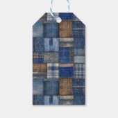 Patchwork Western Denim Bear Blue Jean Baby Shower Geschenkanhänger (Rückseite)