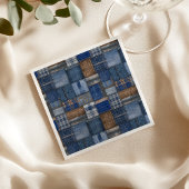 Patchwork Western Denim Bear Blue Jean Baby Shower Serviette