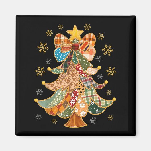 Patchwork Xmas Coquette Bow Lace Merry Bright Chri Magnet (Vorne)