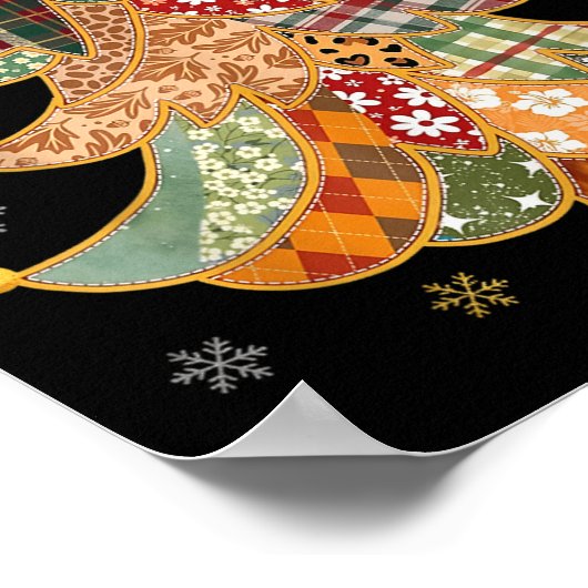 Patchwork Xmas Coquette Bow Lace Merry Bright Chri Poster (Ecke)