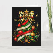 Patchwork Xmas Merry Christmas Tree Coquette Leopa Karte (Vorderseite)