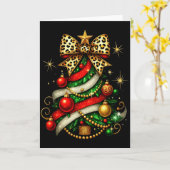 Patchwork Xmas Merry Christmas Tree Coquette Leopa Karte (Gelbe Blume)