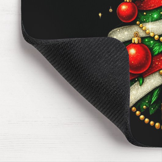 Patchwork Xmas Merry Christmas Tree Coquette Leopa Mousepad (Ecke)