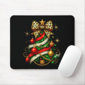Patchwork Xmas Merry Christmas Tree Coquette Leopa Mousepad (Mit Mouse)