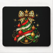 Patchwork Xmas Merry Christmas Tree Coquette Leopa Mousepad (Vorne)