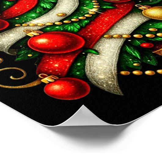 Patchwork Xmas Merry Christmas Tree Coquette Leopa Poster (Ecke)