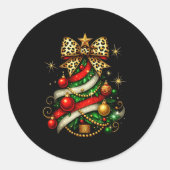 Patchwork Xmas Merry Christmas Tree Coquette Leopa Runder Aufkleber (Vorderseite)