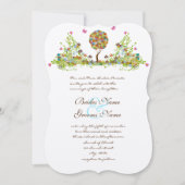 Patchwork-Zauberwald-Baum-Hochzeitseinladung Einladung (Vorderseite)