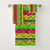 Patchwork-Zierlinien Pfade textilen boho vin Badhandtuch Set (Insitu)