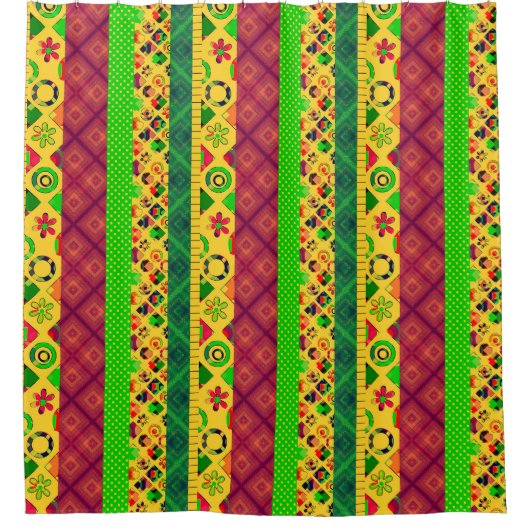 Patchwork-Zierlinien Pfade textilen boho vin Duschvorhang (Vorderseite)
