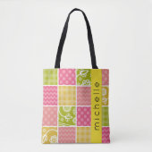 Patchwork, Zigzag, Polka Dots, Gingham, Ihr Name Tasche (Vorderseite)