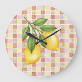 Patchwork Zitrone Große Wanduhr (Vorderseite)