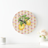 Patchwork Zitrone Große Wanduhr (Zuhause)
