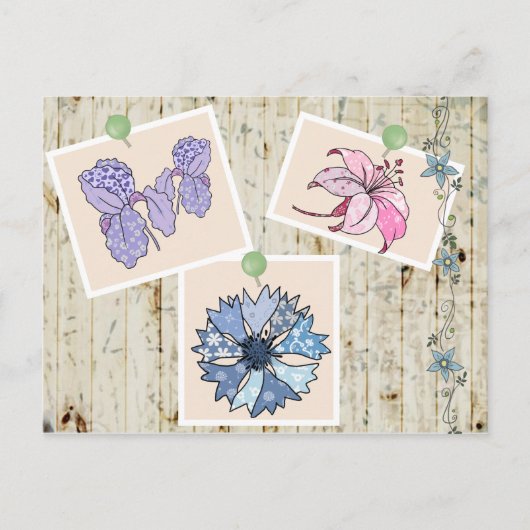 Patchworkblumen Postkarte (Vorderseite)