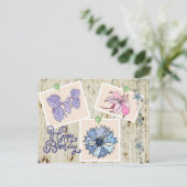 Patchworkblüten Postkarte (Stehend Vorderseite)