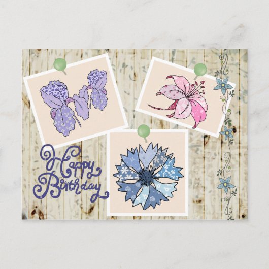 Patchworkblüten Postkarte (Vorderseite)