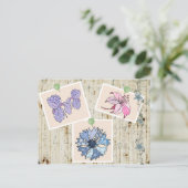 Patchworkblüten Postkarte (Stehend Vorderseite)