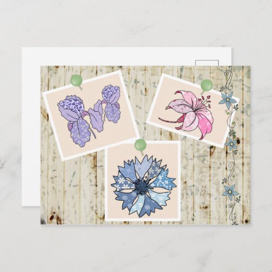 Patchworkblüten Postkarte (Vorne/Hinten)