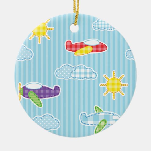 Patchworkflugzeuge Keramikornament (Vorne)