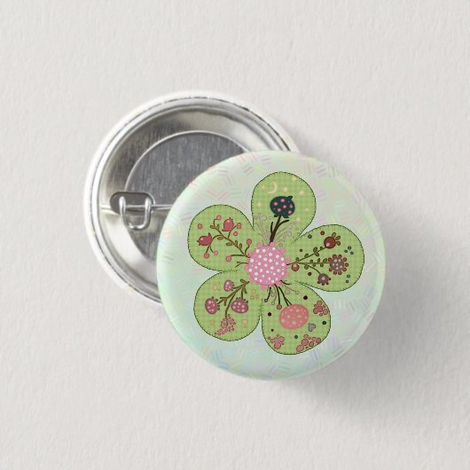Patchworkfrühlingsblume Button (Vorne & Hinten)