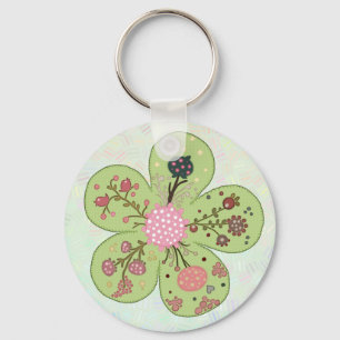 Patchworkfrühlingsblume Schlüsselanhänger