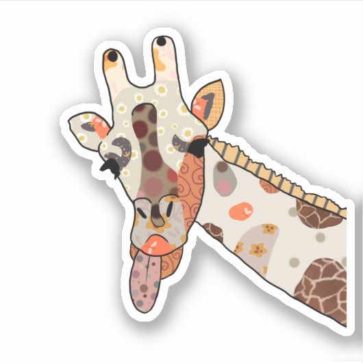 Patchworkgiraffe Aufkleber (Vorderseite)