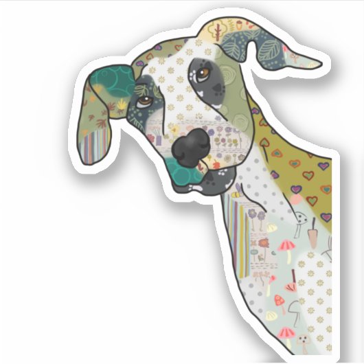 Patchworkhund Aufkleber (Vorderseite)