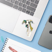 Patchworkhund Aufkleber (Laptop mit iPhone)