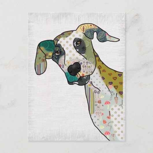Patchworkhund Postkarte (Vorderseite)