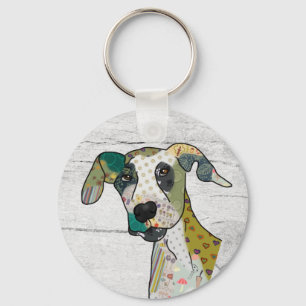 Patchworkhund Schlüsselanhänger