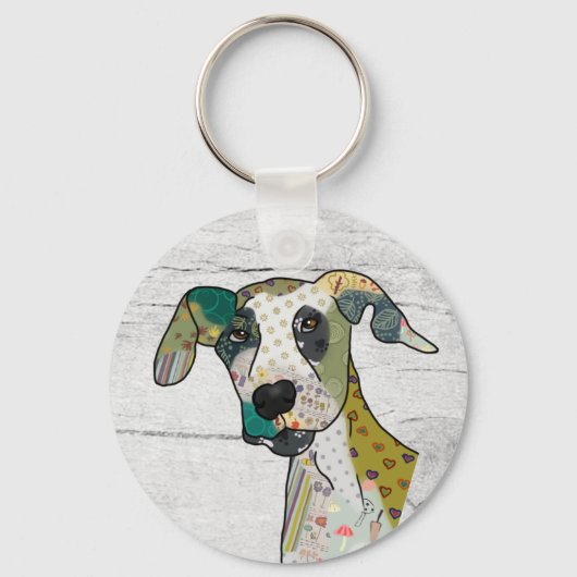 Patchworkhund Schlüsselanhänger (Vorderseite)