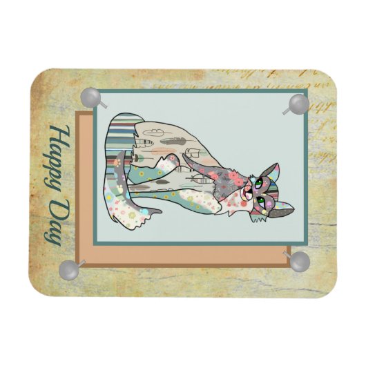 Patchworkkatze Magnet (Horizontal)