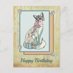 Patchworkkatze  postkarte