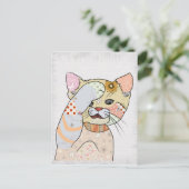Patchworkkatze Postkarte (Stehend Vorderseite)