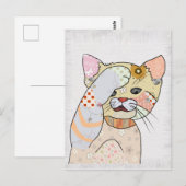 Patchworkkatze Postkarte (Vorne/Hinten)