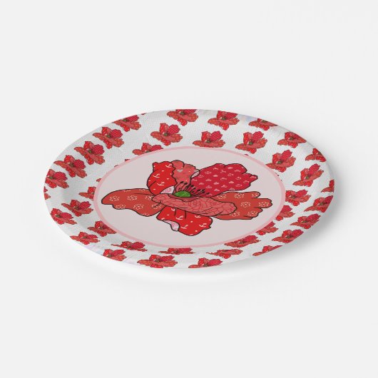 Patchworkmohn Pappteller (Schrägansicht)