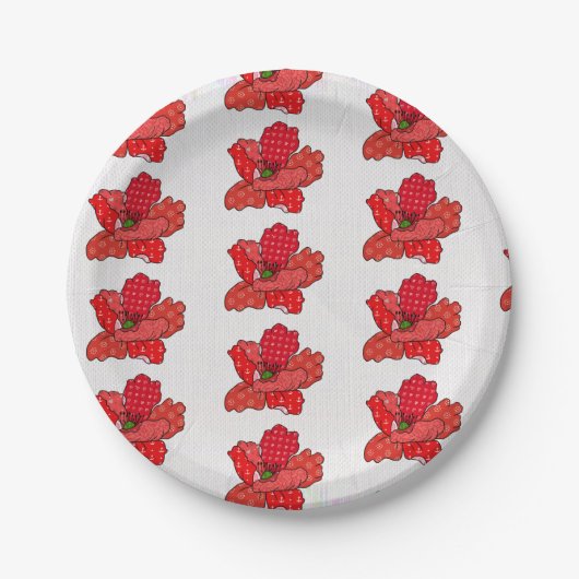 Patchworkmohn Pappteller (Vorderseite)