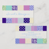 Patchworkmuster quadriert - Lila, Gelbes u. Blau Visitenkarte (Vorne/Hinten)
