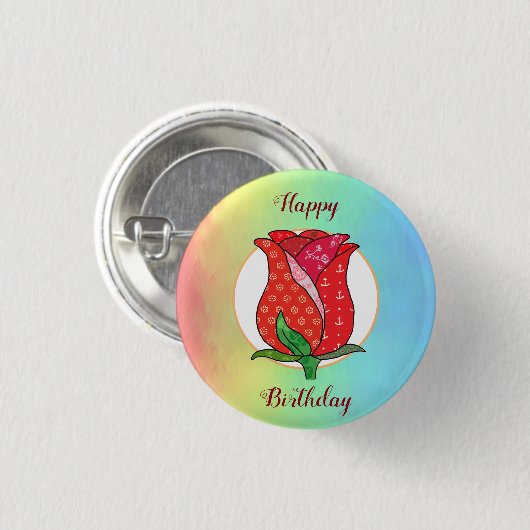 Patchworkrose Button (Vorne & Hinten)