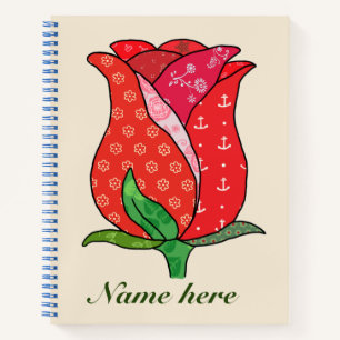 Patchworkrose, personalisierter Notizblock