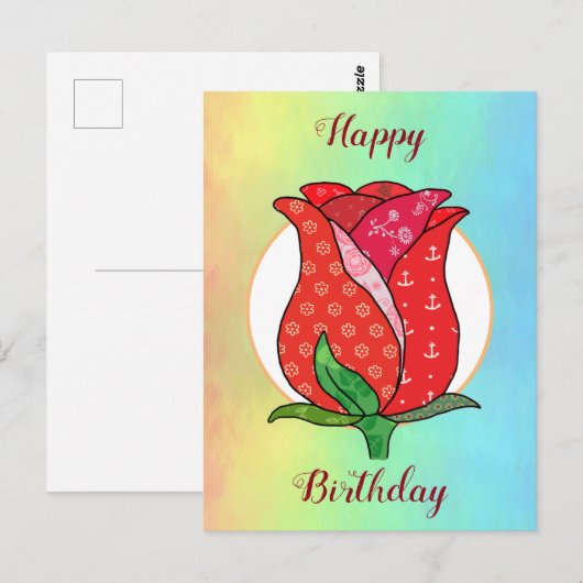 Patchworkrose  postkarte (Vorne/Hinten)