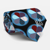 PATCHWORT BLUME CIRCLES PATTERN MONOGRAM INITIALEN KRAWATTE (Gerollt)