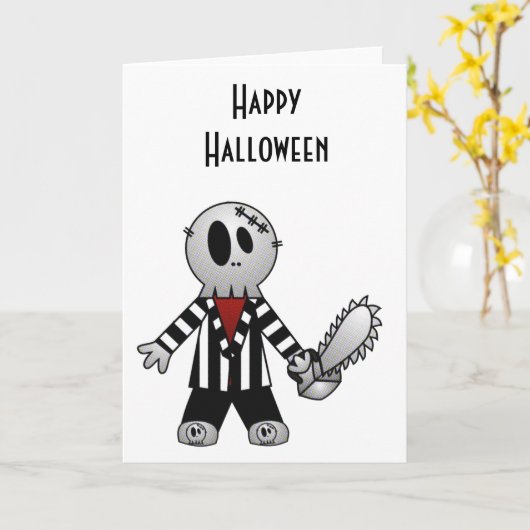 PATCHY CHAINSAW HALLOWEEN SKELETON KARTE (Gelbe Blume)