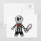 PATCHY CHAINSAW HALLOWEEN SKELETON POSTKARTE (Vorne/Hinten)