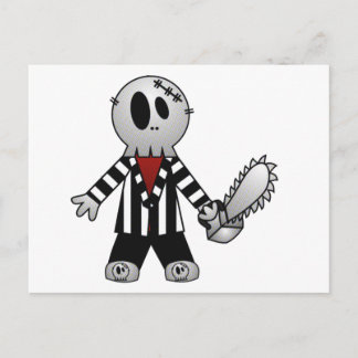 PATCHY CHAINSAW HALLOWEEN SKELETON POSTKARTE
