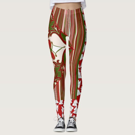 Patchy Stripes Christmas Party Leggings (Vorderseite)