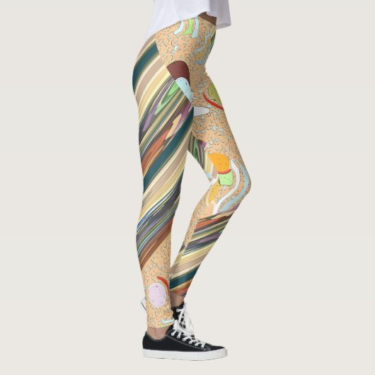 Patchy Stripes Green Party Leggings (Rechts)